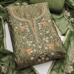 Maroosh Chevron Embroidered Beads And Stones Cotton Silk Unstitched Dress Material-image-78