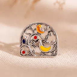 Voylla Madhubani Pakhi Oxidised Enamel Ring-43