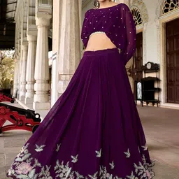 Trendmalls Embroidered Sequinned Semi-Stitched Lehenga & Unstitched-picture-29