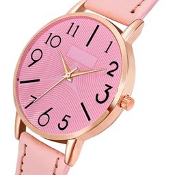 VIRAKTI Women Brass Dial & Leather Bracelet Style Straps Analogue Watch M.F-05-PINK.-image-60
