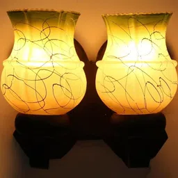 Somil Premium Designer Glass Wall / Night Lamp Elegant & Stylish Dcor Accent for Modern Interiors, color- Green, White, Size, 28.5 X 23.5 X 28.5 CM-image-73