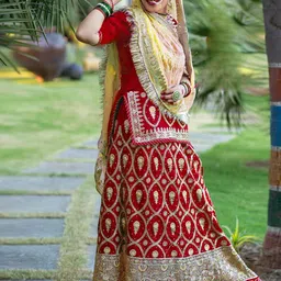 MADHUR HAND WORK ART Embroidered Sequinned Semi-Stitched Lehenga & Unstitched Blouse With Dupatta-picture-1