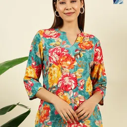 THE FAB FACTORY Pack of 2 Floral Printed Mandarin Collar Top-picture-18