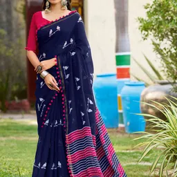 KALINI Floral Printed Block Print Saree-47