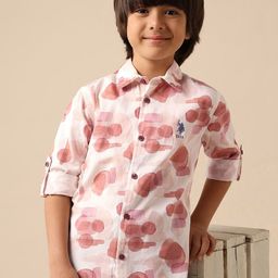 U.S. Polo Assn. Kids Boys Abstract Printed Spread Collar Pure Cotton Casual Shirt-picture-43