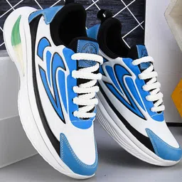 LAVISTA Men Blue Mesh Walking Sneakers Shoes-15