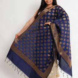 Karthav Fashion Ethnic Motifs Woven Design Banarasi Silk Dupatta With Zari Work-picture-14