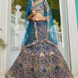 panchhi Embroidered Sequinned Semi-Stitched Lehenga & Unstitched Blouse With Dupatta-picture-45