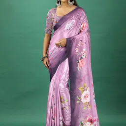 VIRENDRA TEXTILES Floral Printed Pure Crepe Saree-picture-46