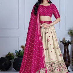 APNISHA Ethnic Motifs Printed Ready to Wear Lehenga & Unstitched Blouse With Dupatta-image-72