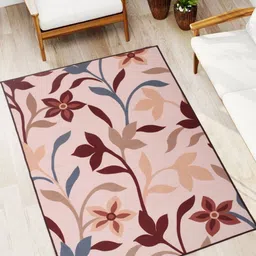 MODEFE Peach-Coloured Floral Anti-Skid Nylon Carpet-image-87