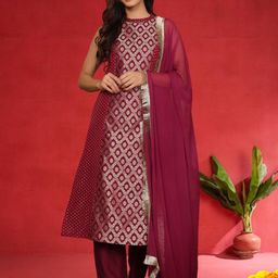 Varanga Women Ethnic Motifs Woven Design Kurta with Trouser & Dupatta-picture-30