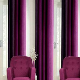 BELLA TRUE Purple 3 Pieces Colourblocked Window Curtains-image-89