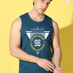 WOOSTRO Pack Of 2 Printed Super Combed Cotton Gym Vests VWS26(98 PEACOCK)(ENJOY WHITE)-image-94