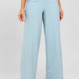 D'Almirah Women Comfort Relaxed Fit High-Rise Wide Leg Trousers-image-25