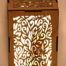 SOMIL Cream-Coloured Printed Wood Triangle Shaped Wall Lamp-image-70