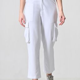 EKSDEE Women Relaxed Cargos Trousers-image-11