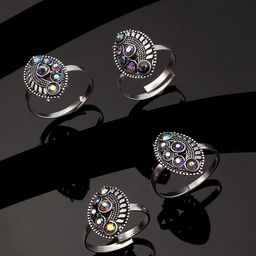 ANIKAS CREATION Set Of 4 Silver-Plated Cubic Zirconia Studded Toe Rings-image-23