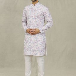 Arihant Rai Sinha Floral Printed Mandarin Collar Pure Cotton Straight Kurta With Churidar-picture-0
