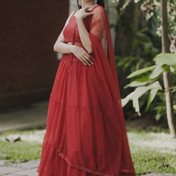 FABPIXEL Embellished Sequinned Semi-Stitched Lehenga & Unstitched Blouse With Dupatta image 3