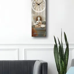 OLIVE TREE Grey & White Printed Wooden Contemporary Analogue Wall Clock-57