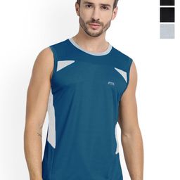 FTX Pack Of 4 Colourblocked Round Neck Sleeveless Innerwear Vests-image-85