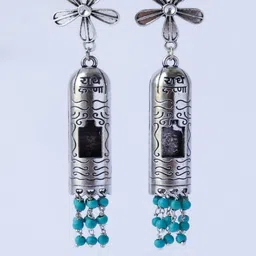 Shrim jewels Brass-Plated Turquoise Beaded Floral Shaped Drop Earrings-picture-21