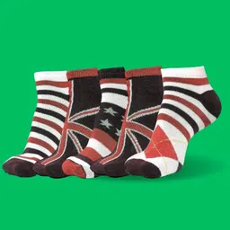 MJE Men Pack Of 5 Patterned Cotton Ankle Length Socks-22