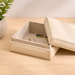 Home Centre Beige Orion Elegance Wooden Jewellery Box-25