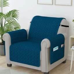 Story@home Navy Blue Microfiber 1 Piece Sofa Cover With Arms-image-55