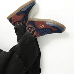 RARE RABBIT Men Rex Primary Brown Colourblocked Leather Sneakers-83