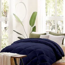 RF RELAXFEEL Grey Checked Printed Microfiber Heavy Winter 210 GSM Double Bed Comforter-image-93