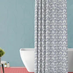ArtzFolio Blue and White Geometric Printed Waterproof Shower Curtain-image-85