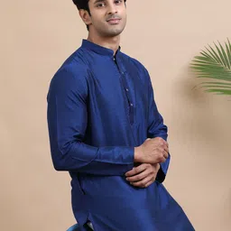TATTVA Men Embroidered Thread Work Summer Sheers Kurta-55