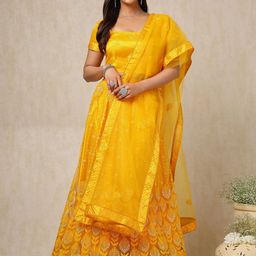 Soch Embellished Sequinned Unstitched Lehenga & Blouse With Dupatta-image-5