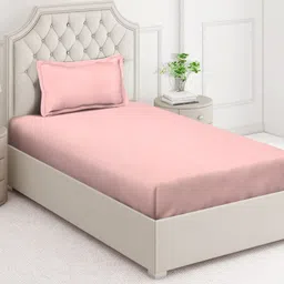 Arrabi Pink 350 TC Single Bedsheet with 1 Pillow Covers-image-47