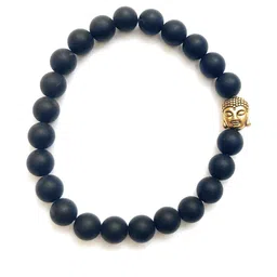 Apnisanskriti Unisex Black Matte Buddha Face Stone Bracelet-picture-33