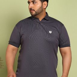 METRONAUT PLUS Men Plus Size Self Design Polo Collar Cotton T-shirt-5