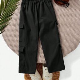 BAESD Kids Relaxed Straight Leg High-Rise Pleated Cotton Cargos-image-34