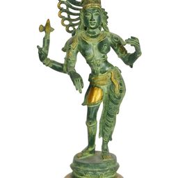 Exotic India Green & Gold Toned Goddess Ardhanarishvara Religious Brass Idol Showpiece-image-69