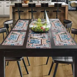 PRAKARTIK 5-Pcs Blue & Brown Cotton Printed Table Linen Set-20