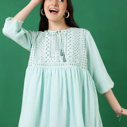 Miss & Chief Embroidered Tie-Up Neck Georgette Top-picture-20
