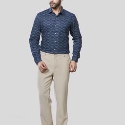 JONESBURG Men Classic Slim Fit Printed Pure Cotton Formal Shirt-image-95