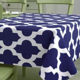 Pink Parrot Blue Geometric Printed Cotton 4-Seater Table Cover-10