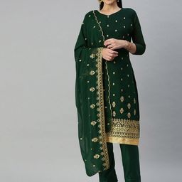 SHADOW & SAINING Embroidered Silk Georgette Semi-Stitched Dress Material-image-71