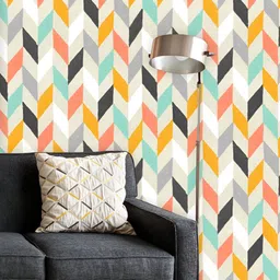 ArtzFolio Printed UV-Resistant Anti-Bacterial Colorful Zig Zag Peel & Stick Wallpaper-34