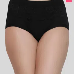 Glamoras 2-Pc High-Rise Seamless Lace Trim Hipster Briefs GL-LACEPANTY-1237-BLACK-D.PINK-L-image-83