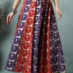 SUNEKH Printed Cotton Flared Maxi Skirt image 5