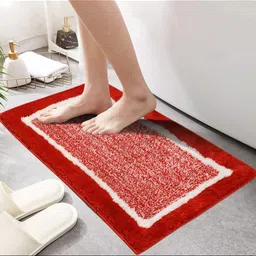 MAA HOME CONCEPT Red & White Textured Microfiber Anti Skid 1600 GSMBathMat-image-64