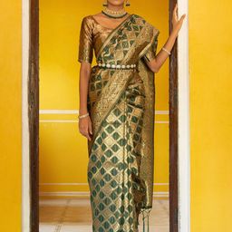 KALINI Woven Design Zari Organza Kanjeevaram Saree-image-68